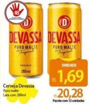 Atacadão Cerveja Devassa Puro malte Lata com 269ml oferta