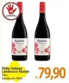 Atacadão Vinho Italiano Lambrusco Riunite Tinto Garrafa com 750ml oferta