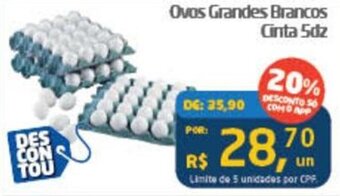 Tenda Atacado Ovos Grandes Brancos Cinta 5dz oferta
