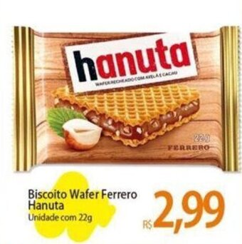 Atacadão Biscoito Wafer Ferrero Hanuta Unidade com 22g oferta