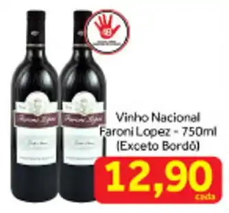 Shibata Supermercados Vinho Nacional Faroni Lopez-750ml (Exceto Bordo) oferta
