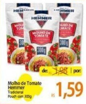 Atacadão Molho de Tomate Hemmer Tradicional Pouch com 300g oferta