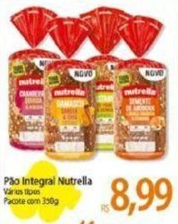 Pão Integral Nutrella Vários tipos Pacote com 350g