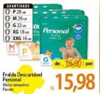 Atacadão Fralda Descartável Personal Vários tamanhos Pacote oferta