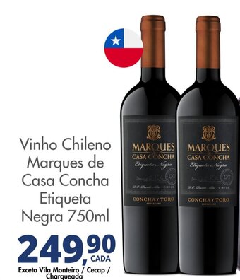 Delta Supermercados Vinho Chileno Marques de Casa Concha Etiqueta Negra 750ml oferta