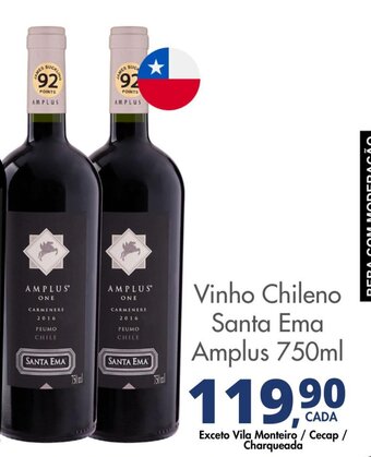Delta Supermercados Vinho Chileno Santa Ema Amplus 750ml oferta