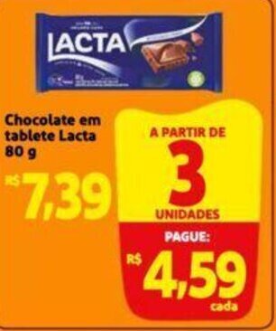 Chocolate em tablete Lacta 80 g