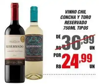 Violeta Supermercados VINHO CHIL CONCHA Y TORO RESERVADO 750ML TIPOS oferta