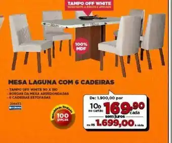 Mesa Laguna Com 6 Cadeiras