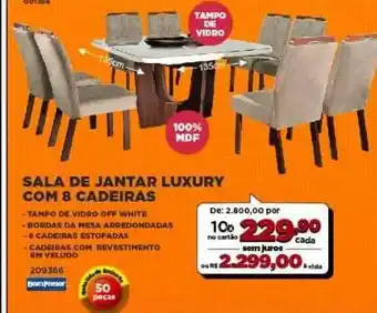 Sala De Jantar Luxury Com 8 Cadeiras
