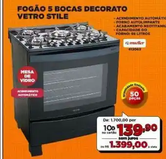 Móveis Simonetti Fogão 5 Bocas Decorato Vetro Stile oferta