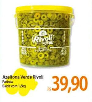 Atacadão Azeitona Verde Rivoli Fatiada Balde com 1,8kg oferta