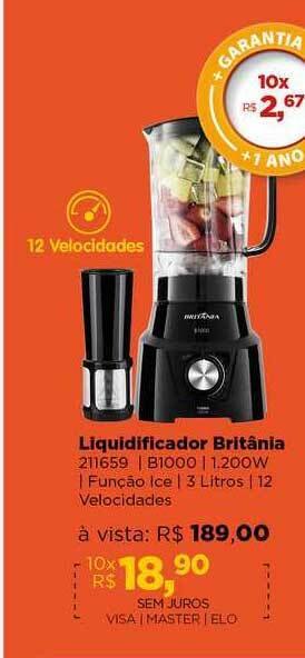Lojas TaQi Liquidificador Britânia oferta