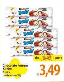 Chocolate Ferrero Kinder Tronky Unidade com 18g
