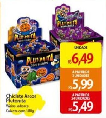 Atacadão Chiclete Arcor Plutonita Vários sabores Caixeta com 180g oferta