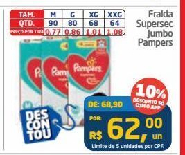 Tenda Atacado Fralda supersec jumbo pampers oferta