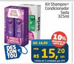 Tenda Atacado Kit shampoo+ condicionador seda 325ml oferta