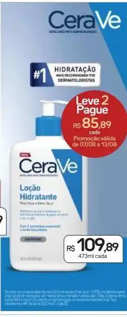Drogal Loção cerave hidratante pele seca e extra seca 473ml oferta