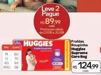 Drogal Fraldas roupinha huggies supreme care bag oferta