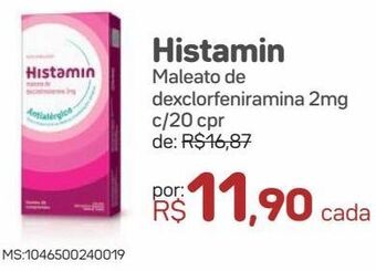 Drogal Histamin maleato de dexclorfeniramina 2mg c/20 cpr oferta