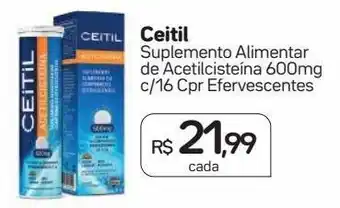 Ceitil suplemento alimentar de acetilcisteína 600mg c/16 cpr efervescentes