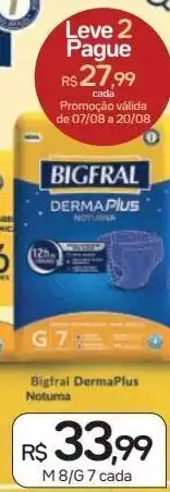 Drogal Fralda para incontinência bigfral noturna g 7 unidades oferta