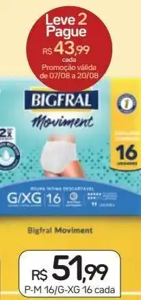 Roupa íntima unissex bigfral moviment g/xg 16 unidades