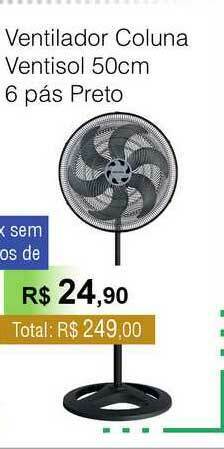 Copercana Ventilador Coluna Ventisol 50cm 6 Pás Preto oferta