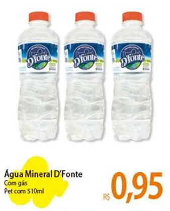 Atacadão Água Mineral D'Fonte Com gás Pet com 510ml oferta