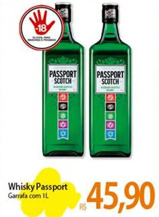 Atacadão Whisky Passport Garrafa com IL oferta
