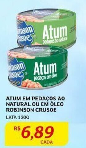 Assaí Atacadista ATUM EM PEDAÇOS AO NATURAL OU EM ÓLEO ROBINSON CRUSOE LATA 120G oferta