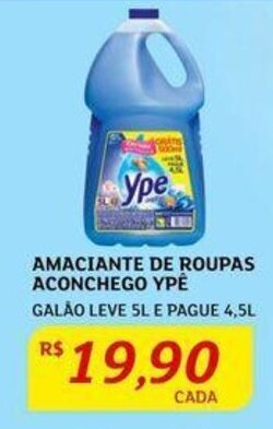 AMACIANTE DE ROUPAS ACONCHEGO YPÊ GALÃO LEVE SL E PAGUE 4,5L