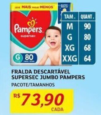 Assaí Atacadista FRALDA DESCARTÁVEL SUPERSEC JUMBO PAMPERS PACOTE/TAMANHOS oferta