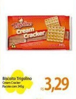 Atacadão Biscoito Trigolino Cream Cracker Pacote com 345g oferta
