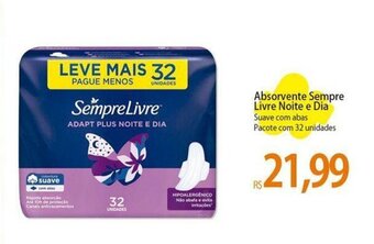 Atacadão Absorvente Sempre Livre Noite e Dia Suave com abas Pacote com 32 unidades oferta