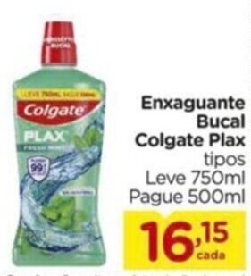 Carrefour Enxaguante Bucal Colgate Plax tipos Leve 750ml Pague 500ml oferta