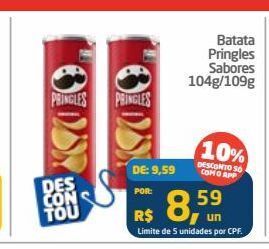 Tenda Atacado Batata pringles sabores 104g/109g oferta