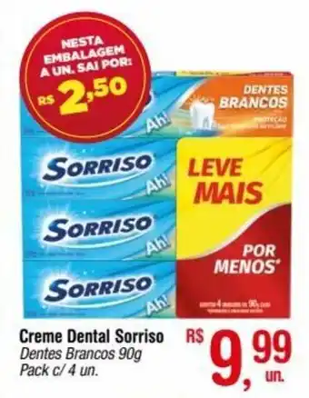 Fort Atacadista Creme Dental Sorriso R$ Dentes Brancos 90g Pack c/4 un. oferta