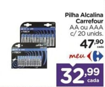 Pilha Alcalina Carrefour AA ou AAA c/20 unids.