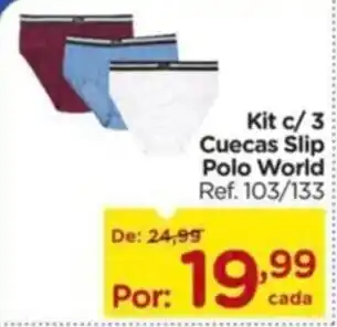 Carrefour Kit c/ 3 Cuecas Slip Polo World Ref. 103/133 oferta