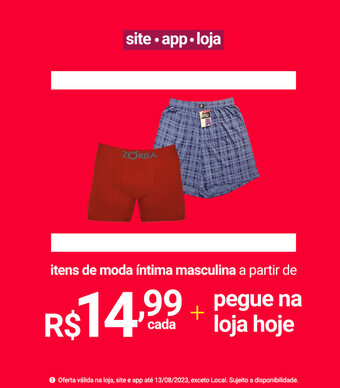 itens de moda íntima masculina a partir de