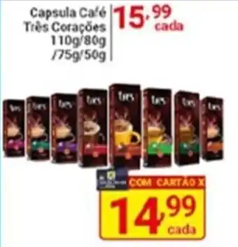 X Supermercados Capsula Café Três Corações 110g/80g/75g/50g oferta