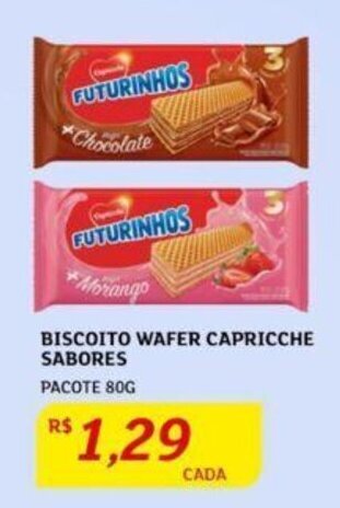 Assaí Atacadista BISCOITO WAFER CAPRICCHE SABORES PACOTE 80G oferta