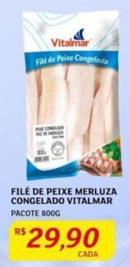 Assaí Atacadista FILÉ DE PEIXE MERLUZA CONGELADO VITALMAR PACOTE 800G oferta