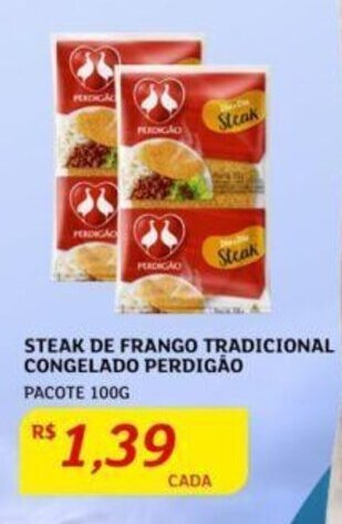 Assaí Atacadista STEAK DE FRANGO TRADICIONAL CONGELADO PERDIGÃO PACOTE 100G oferta