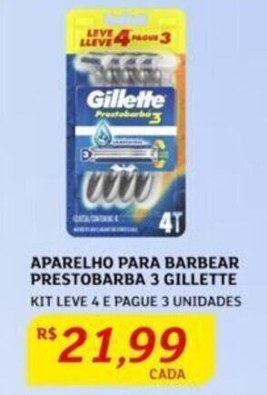 Assaí Atacadista APARELHO PARA BARBEAR PRESTOBARBA 3 GILLETTE KIT LEVE 4 E PAGUE 3 UNIDADES oferta