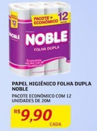 Assaí Atacadista PAPEL HIGIÊNICO FOLHA DUPLA NOBLE PACOTE ECONOMICO COM 12 UNIDADES DE 20M oferta