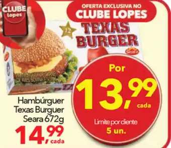 Lopes Supermercados Hamburguer Texas Burguer Seara 672g oferta