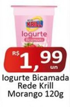 logurte Bicamada Rede Krill Morango 120g