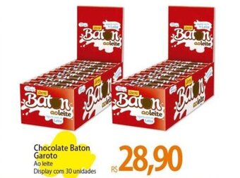 Atacadão Chocolate Baton Garoto Ao leite Display com 30 unidades oferta
